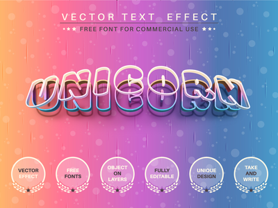 Bend Unicorn - 可编辑的文字效果，字体样式(Bend Unicorn - Editable Text Effect, Font Style)
