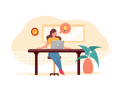 研究启动计划的女商人(Businesswoman working on startup plan)