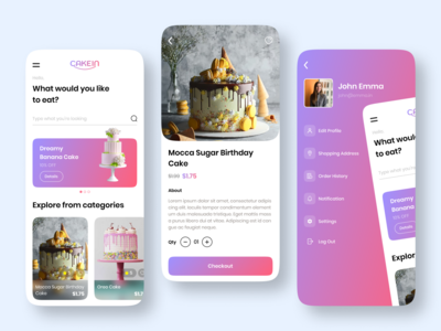 蛋糕订购移动 UI/UX(Cake🎂 Ordering Mobile UI/UX📱)