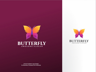 蝴蝶渐变标志创辉设计模板(Butterfly Gradient Logo Colorfull Design Template)