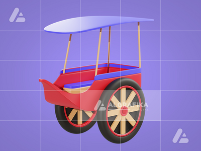 3d 插图德尔曼车辆对象(3d illustration delman vehicle object)