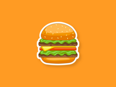 汉堡贴纸插图(Burger Sticker Illustration)