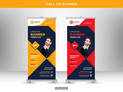 企业卷起横幅或传单社交媒体帖子模板(Corporate roll up banner or flyer social media post template)