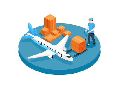 空运矢量图解概念(Air Freight Vector Illustration concept)