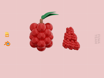 可爱的 3D 水果插图包 - 覆盆子(Cute 3D Fruit Illustration Pack - Raspberry)