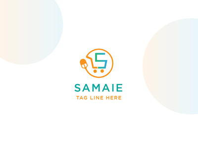 用于电子商务网站的带有字母 S 标志设计的购物车(Cart with letter S logo design for e-comers website)