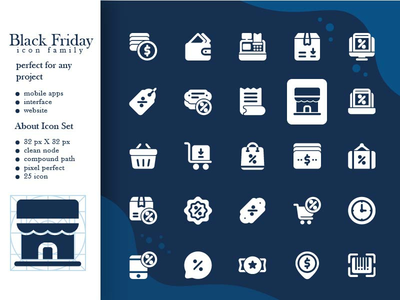 带有样式字形的黑色星期五图标(Black Friday Icon With Style Glyph)