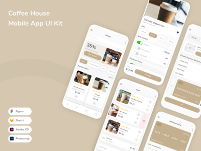 咖啡屋移动应用程序 UI 套件(Coffee House Mobile App UI Kit)