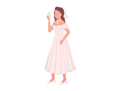 新娘举杯半平面彩色矢量字符(Bride raising toast semi flat color vector character)