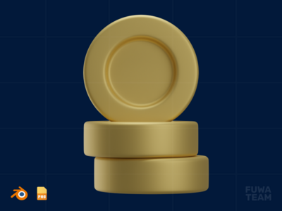 硬币 - 3D 虚拟世界插图（正面）(Coins - 3D Virtual world illustration (front))