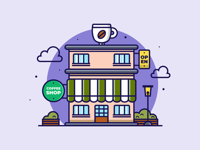 咖啡厅平面设计插画概念(Coffeeshop flat design illustration concept)