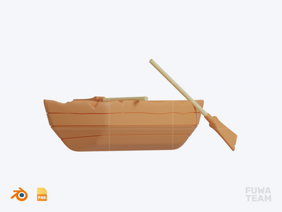 船 - 3D野营插画包（正面）(Boat - 3D Camping Illustration Pack (front))