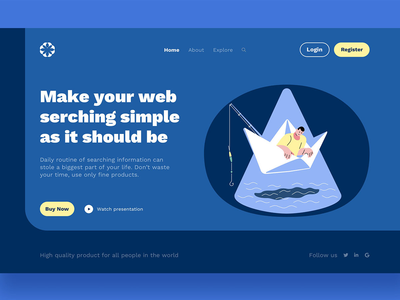 船着陆页插图(Boat Landing Page Illustration)