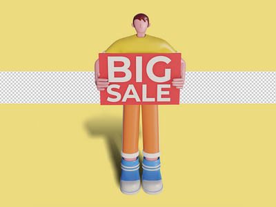 促销折扣的 3d 插图。高级 Psd(3d illustration of sales promotion discount. Premium Psd)