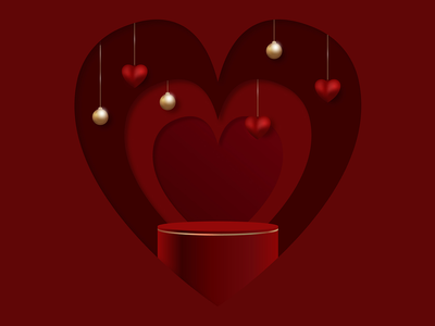 用于产品展示或放置的 3d 情人节讲台场景(3d valentine podium scene for product display or placement)