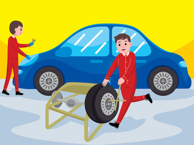 汽车修理工职业矢量图(Car Mechanic Profession Vector Illustration)