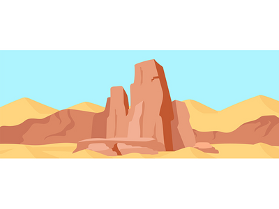 峡谷平面颜色矢量图(Canyon flat color vector illustration)