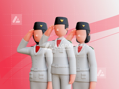 印度尼西亚的 3D 角色独立日(3D Character Independence Day Of Indonesia)