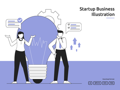 商业机会的创意与灯泡插图(Creative idea for business opportunity with bulb light illustration)