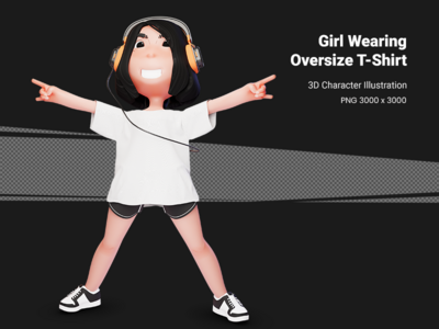 3D 女孩插图(3D girl illustration)