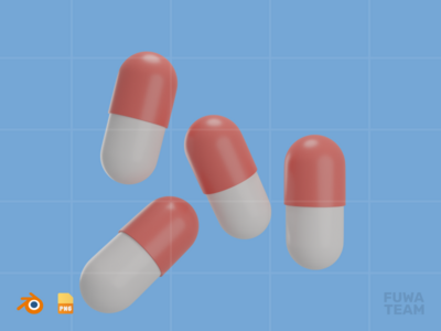 胶囊 - 3D 医疗保健插图包（正面）(Capsule - 3D Healthcare Illustration Pack (front))