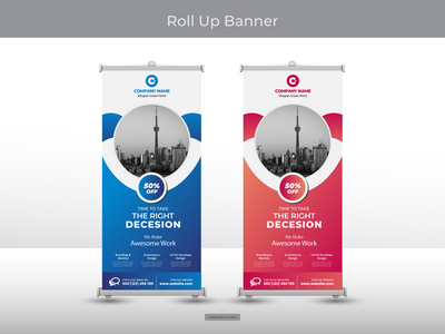 企业卷起横幅或传单社交媒体帖子模板(Corporate roll up banner or flyer social media post template)