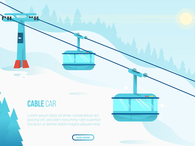 缆车-矢量景观和建筑(Cable Car - Vector Landscape and Building)