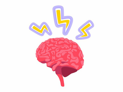 大脑疼痛半平面彩色矢量对象(Brain in pain semi flat color vector object)