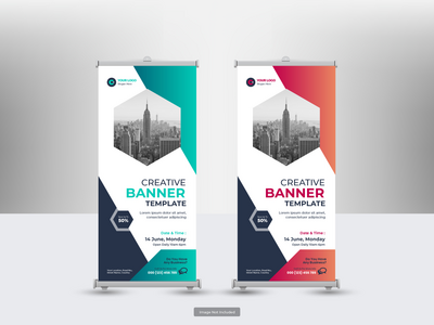 企业卷起横幅或传单社交媒体帖子模板(Corporate roll up banner or flyer social media post template)