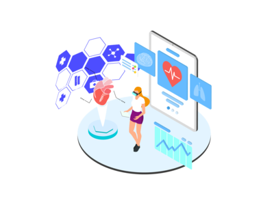 ARVR 健康等距图(ARVR Health Isometric Illustration)