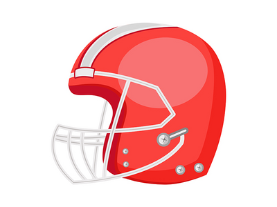 美式橄榄球头盔半平面彩色矢量对象(American football helmet semi flat color vector object)