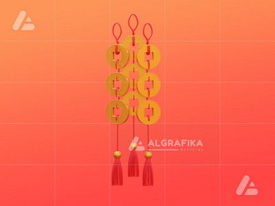 3d 中国新年硬币装饰品(3d chinese new year coin ornament)