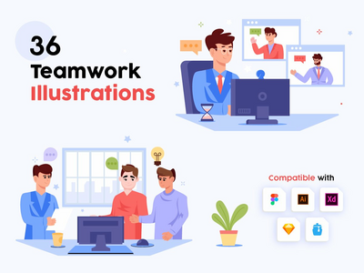 36 团队合作插图集(36 Teamwork Illustration Set)