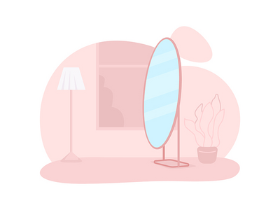 带镜子 2D 矢量隔离插图的公寓房(Apartment room with mirror 2D vector isolated illustration)