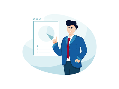 商人用商业图表做演示(Businessman makes a presentation with the business chart)