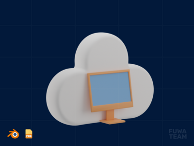 云计算-3D 设计思维插图(Cloud Computing - 3D Design Thinking Illustration)