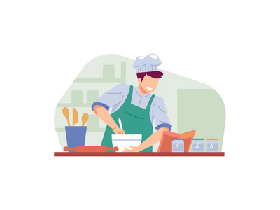 一边看食谱插图一边做饭(Cooking while looking at recipe illustration)