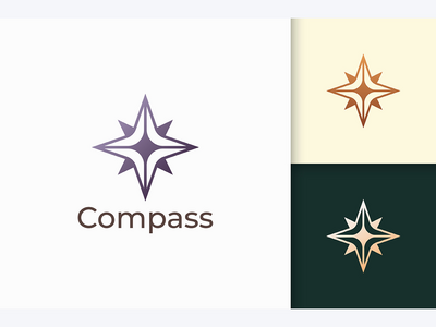 简单形状的指南针徽标(Compass Logo in Simple Shape)