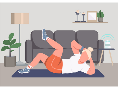 Abs 训练平面彩色矢量图(Abs training flat color vector illustration)