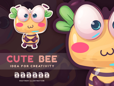 卡通人物动物蜜蜂-贴纸(Cartoon Character Animal Bee - Sticker)