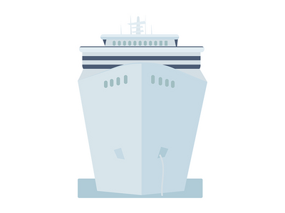 游轮半平面彩色矢量对象(Cruise ship semi flat color vector object)