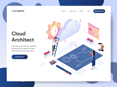 云建筑师等距插图(Cloud Architect Isometric Illustration)