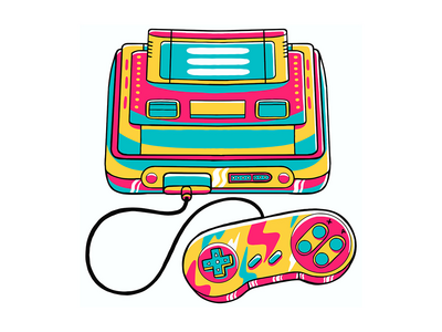 90 年代盛传-任天堂经典控制台矢量图(90's Vibe - Nintendo Classic Console Vector Illustration)