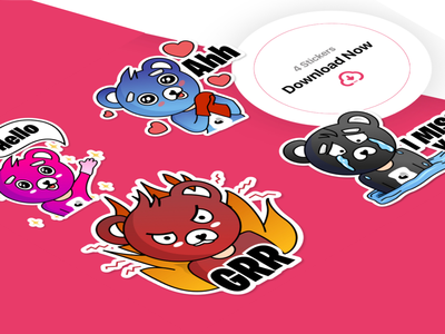 熊贴纸，愤怒的熊，快乐的熊(Bear Stickers, angry bear, happy bear)