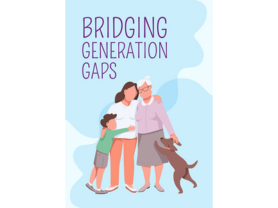 弥合代沟海报平面矢量模板(Bridging generation gaps poster flat vector template)