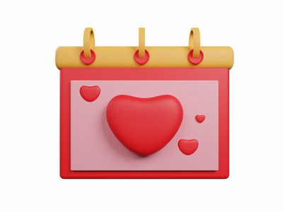 日历-爱 3d 插图包(Calendar - Love 3d illustration pack)