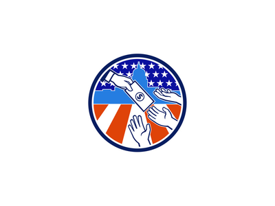 美国刺激支付包图标复古(American Stimulus Payment Package Icon Retro)