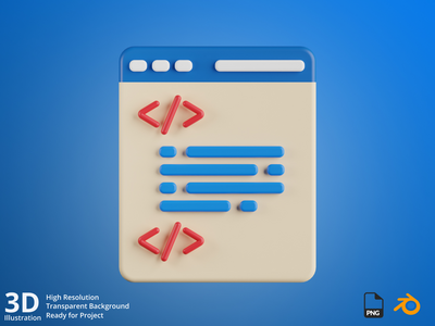 编码-网页设计 3D 插图(Coding - Web Design 3D Illustration)