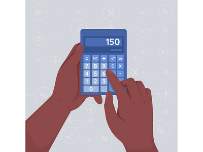 计算费用平面彩色矢量图(Calculating expenses flat color vector illustration)