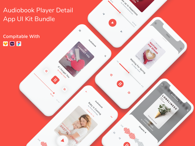 有声书播放器详细信息应用程序 UI 套件包(Audiobook Player Detail App UI Kit Bundle)